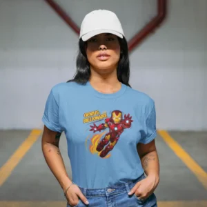 Camiseta para mujer con Iron Man y el texto "Genius, Billionaire".